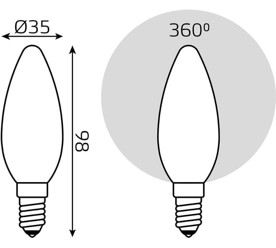 Лампа Gauss LED Filament Свеча OPAL E14 5W 450Лм 4100К SQ 103201205