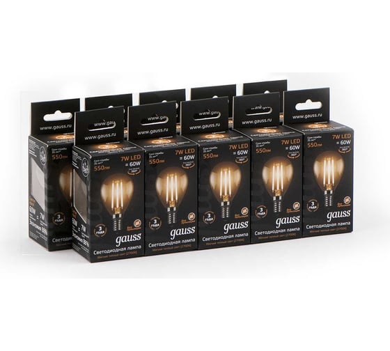 Лампа Gauss LED Filament Шар E14 7W 550Лм 2700K SQ 105801107
