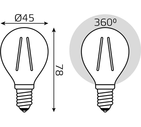 Лампа Gauss LED Filament Шар E14 7W 580Лм 4100K SQ 105801207-S