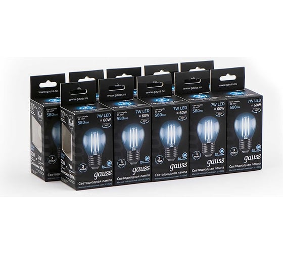 Лампа Gauss LED Filament Шар E27 7W 580Лм 4100K SQ 105802207