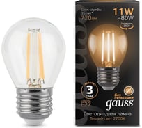 Лампа Gauss LED Filament Шар E27 11W 720Лм 2700K SQ 105802111