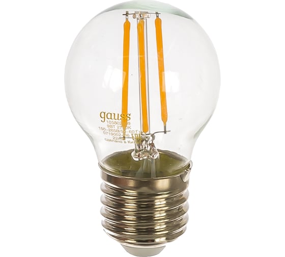 Лампа Gauss LED Filament Шар E27 9W 680lm 2700K 105802109