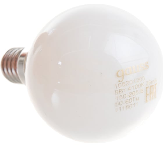 Лампа Gauss LED Filament Шар OPAL E14 5W 450lm 4100K 105201205