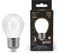 Лампа Gauss LED Filament Шар OPAL E27 5W 420Лм 2700K SQ 105202105