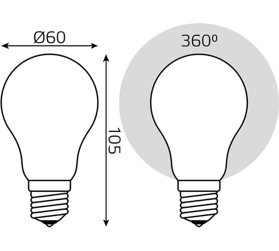 Лампа Gauss Filament диммируемая E27 A60 10W 820lm 2700К LED 102202110-D