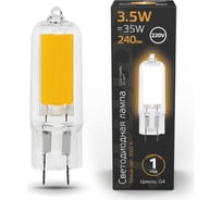 Лампа Gauss LED G4 AC220-240V 3.5W 240lm 3000K Glass 107807103