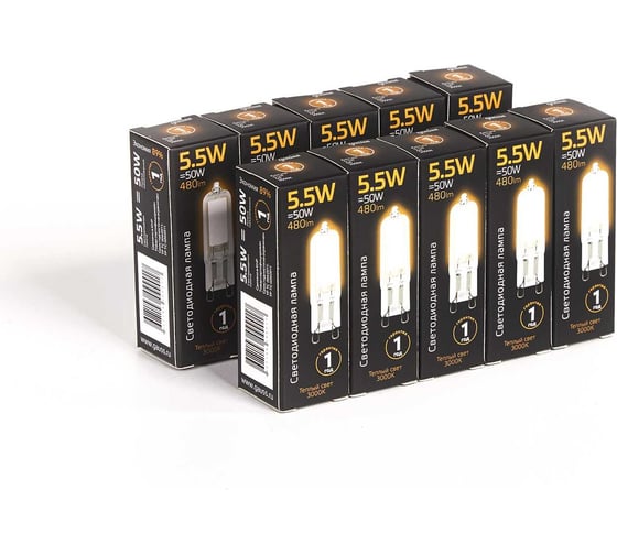 Лампа Gauss LED G9 AC220-240V 5.5W 480lm 3000K Glass 107809105