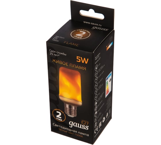 Светодиодная лампа Gauss T65 5W 20-80lm 1500K E27 Flame LED 157402105
