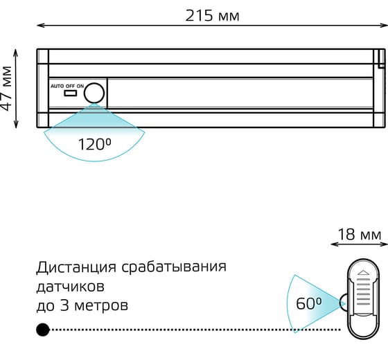 Многофункциональный автономный сенсорный светильник Gauss 2,5W CL003