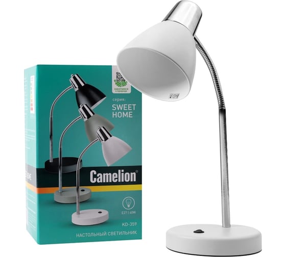 Настольный светильник Camelion Kd-359 c01 белый 230v 40w e27 15184