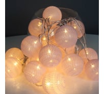 Светодиодная гирлянда Дон Баллон хлопковые клубочки, 20 Led, IP14, 3 м. розовый, 1 шт. 512113