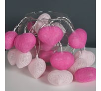 Светодиодная гирлянда Дон Баллон хлопковые сердечки, 20 Led, IP14, 4 м. розовый/ярко-розовый, 1 шт. 512118