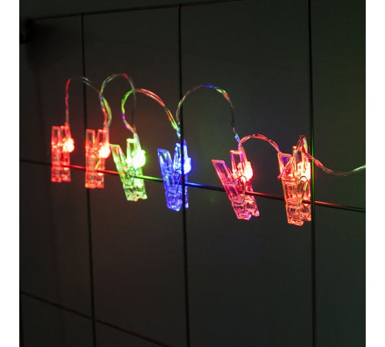 Светодиодная гирлянда Прищепки Дон Баллон 20 Led, IP14, 3 м, разноцветный, мерцающий цвет, 1 шт. 512025