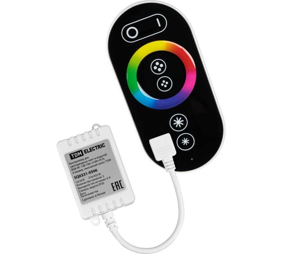 Контроллер для светодиодной ленты и модулей RGB-RF-12В-18А-216Вт-IP20 TDM ELECTRIC, 3 канала, сенсорный пульт SQ0331-0506
