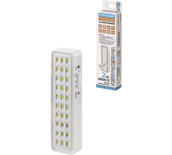 Светодиодный аккумуляторный светильник TDM сба 30 led, dc, li-ion 3,7 в, 1 ач, 3-5 ч, пластик SQ0308-0300