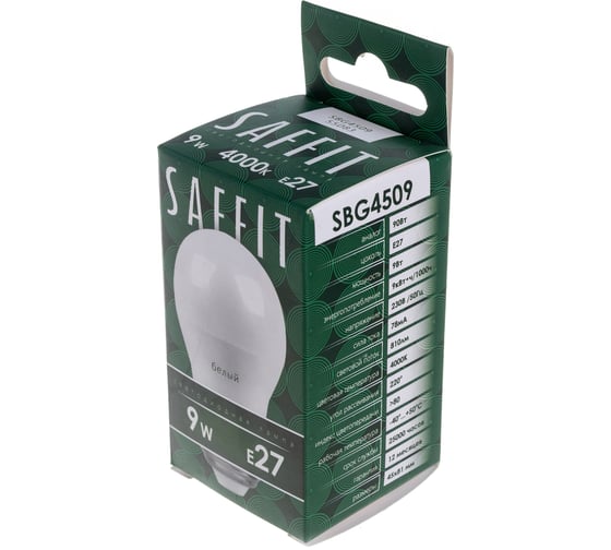 Светодиодная лампа SAFFIT 9W 230V E27 4000K, SBG4509 55083