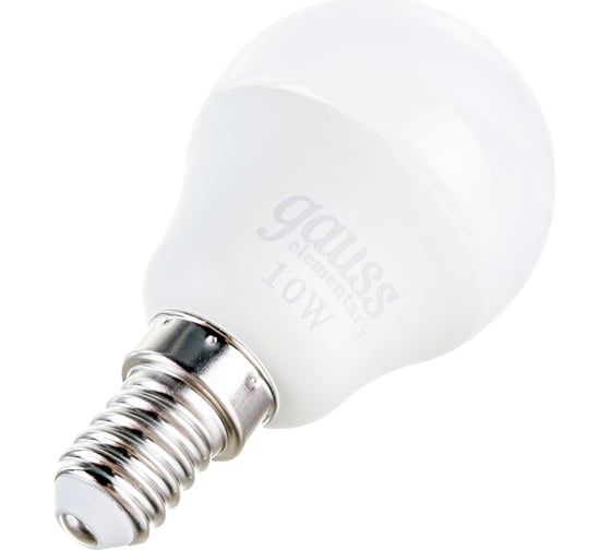 Светодиодная лампа Gauss Elementary Шар 10W 730lm 4100K Е14 LED 1/10/100 53120