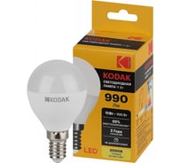 Светодиодная лампочка KODAK led p45-11w-830-e14 е14, 11вт, шар, теплый белый свет Б0057617