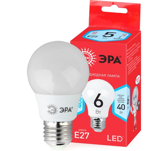 Светодиодная лампа ЭРА ECO LED A55-6W-840-E27, груша, нейтральный Б0028007