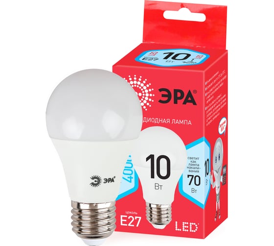 Светодиодная лампа ЭРА ECO LED A60-10W-840-E27, груша, нейтральный Б0028005