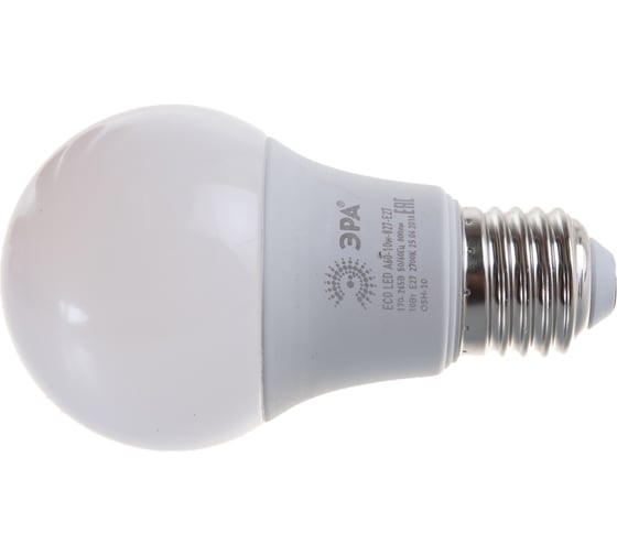 Светодиодная лампа ЭРА ECO LED A60-10W-827-E27, груша, теплый Б0028006