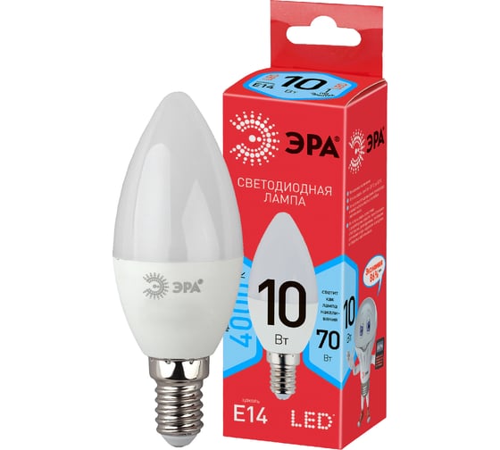 Светодиодная лампа ЭРА ECO LED B35-10W-840-E14, свеча, нейтральный Б0032963