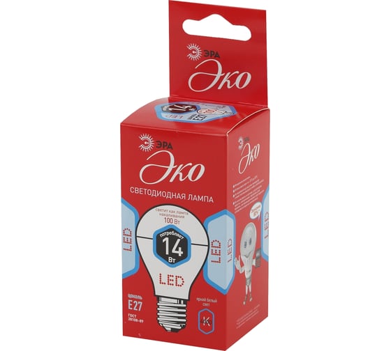 Светодиодная лампа ЭРА ECO LED A60-14W-840-E27, груша, нейтральный Б0030029