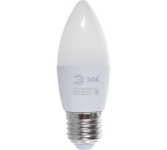 Светодиодная лампа ЭРА ECO LED B35-10W-827-E27, свеча, теплый Б0032962