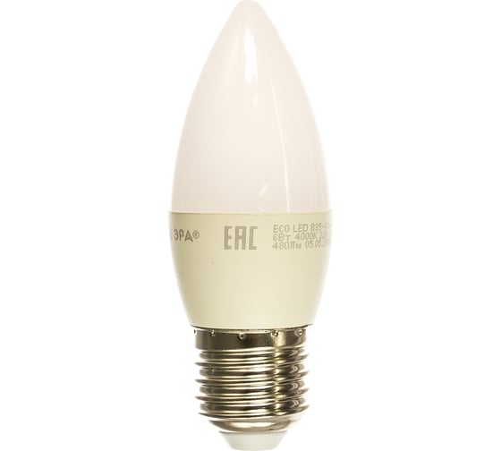 Светодиодная лампа ЭРА ECO LED B35-6W-840-E27, свеча, нейтральный Б0020621