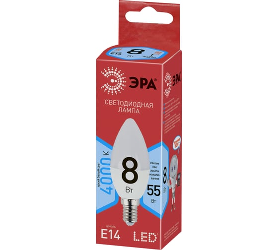 Светодиодная лампа ЭРА ECO LED B35-8W-840-E14, свеча, нейтральный Б0030019