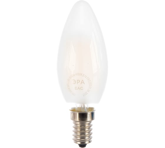 Светодиодная лампа ЭРА F-LED B35-5W-840-E14 frost филамент, свеча матированная, нейтральный Б0027926