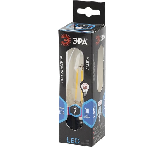 Светодиодная лампа ЭРА F-LED B35-7W-840-E14 филамент, свеча, нейтральный Б0027943