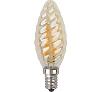 Светодиодная лампа ЭРА F-LED BTW-5W-827-E14 gold филамент, свеча витая золото, Б0027941