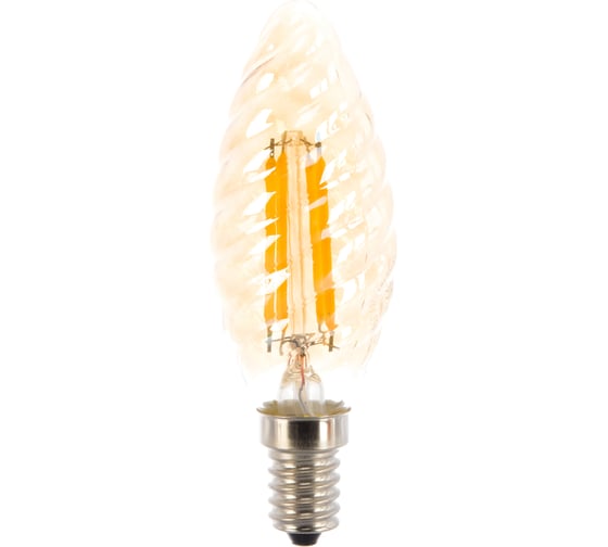 Светодиодная лампа ЭРА F-LED BTW-5W-827-E14 gold филамент, свеча витая золото, Б0027941