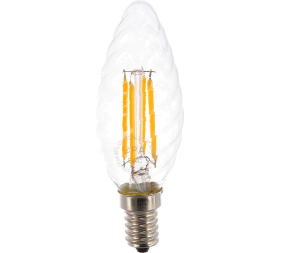 Светодиодная лампа ЭРА F-LED BTW-5W-827-E14 филамент, свеча витая, теплый Б0027935