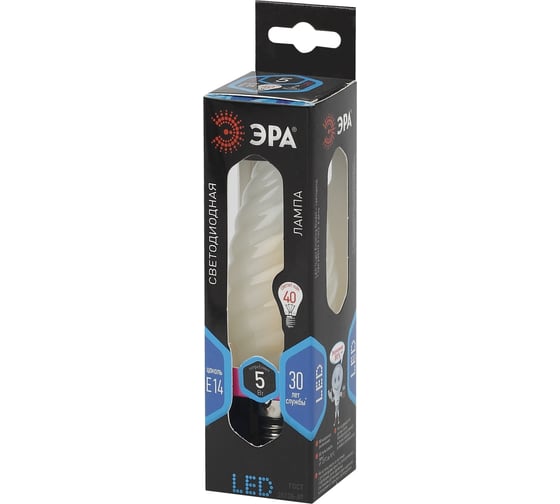 Светодиодная лампа ЭРА F-LED BTW-5W-840-E14 frost филамент, свеча витая матированная, нейтральный Б0027938