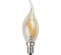 Светодиодная лампа ЭРА F-LED BXS-5W-827-E14 gold филамент, свеча на ветру золото, теплый Б0027940