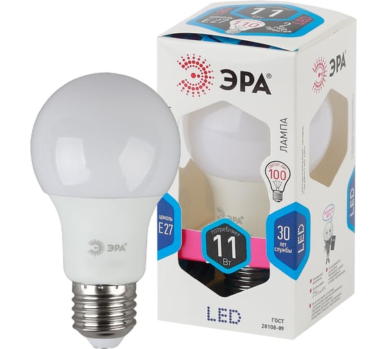 Светодиодная лампа ЭРА STD LED A60-11W-840-E27 E27 / Е27 11 Вт груша нейтральный белый свет, Б0029821