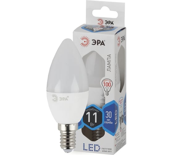 Светодиодная лампочка ЭРА STD LED B35-11W-840-E14 E14 / Е14 11Вт свеча нейтральный белый свeт Б0032982