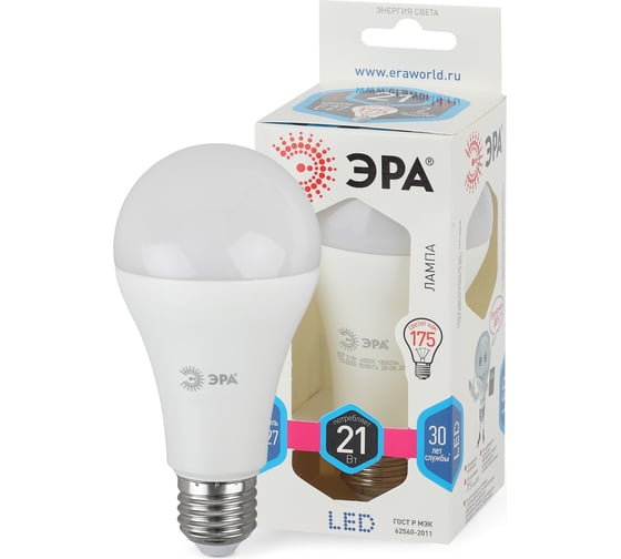 Светодиодная лампа ЭРА LED A65-21W-840-E27, груша, нейтральный Б0035332