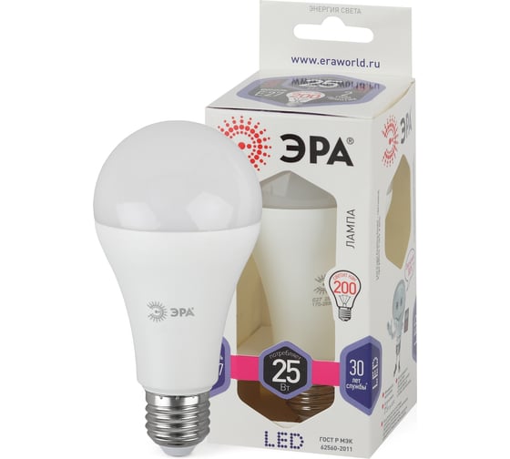 Светодиодная лампа ЭРА LED A65-25W-860-E27, груша, холодный Б0035336