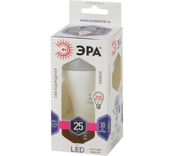 Светодиодная лампа ЭРА LED A65-25W-860-E27, груша, холодный Б0035336