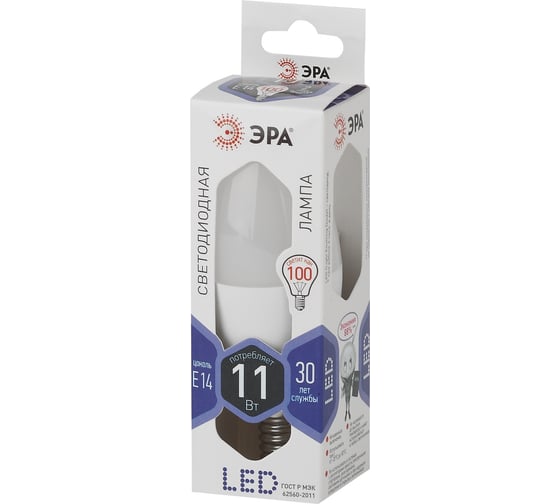 Светодиодная лампа ЭРА LED B35-11W-860-E14, свеча, холодный Б0032984