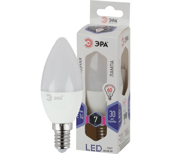 Светодиодная лампа ЭРА LED B35-7W-860-E14, свеча, холодный Б0031400