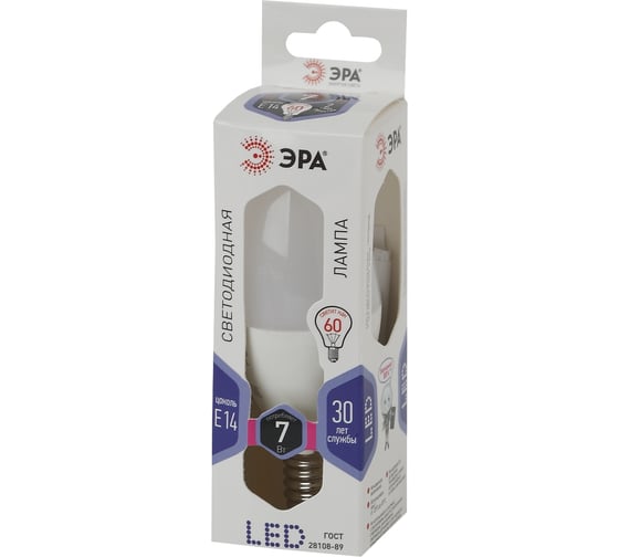 Светодиодная лампа ЭРА LED B35-7W-860-E14, свеча, холодный Б0031400