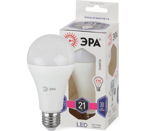 Светодиодная лампа ЭРА LED A65-21W-860-E27, груша, холодный Б0035333