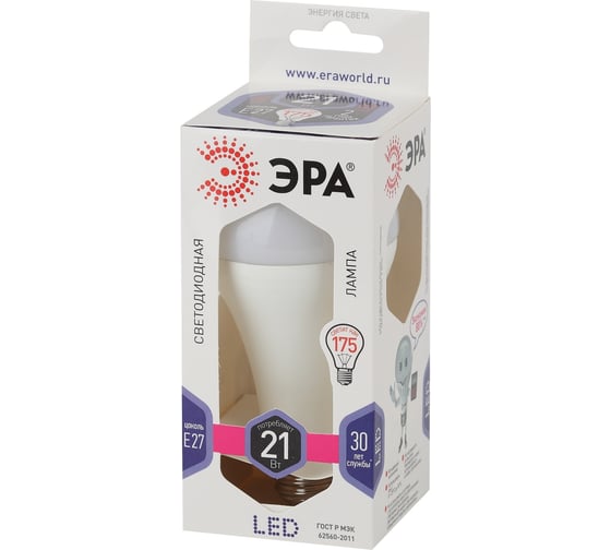 Светодиодная лампа ЭРА LED A65-21W-860-E27, груша, холодный Б0035333