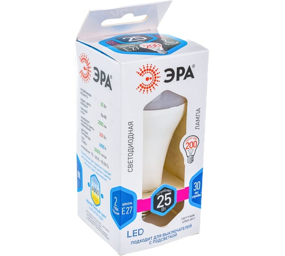Светодиодная лампа ЭРА LED A65-25W-840-E27, груша, нейтральный Б0035335