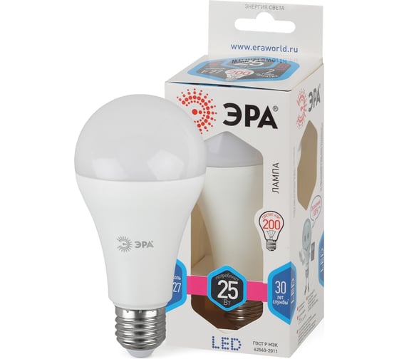Светодиодная лампа ЭРА LED A65-25W-840-E27, груша, нейтральный Б0035335