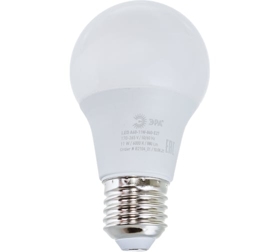 Светодиодная лампа ЭРА LED A60-11W-860-E27, груша, холодный Б0031394